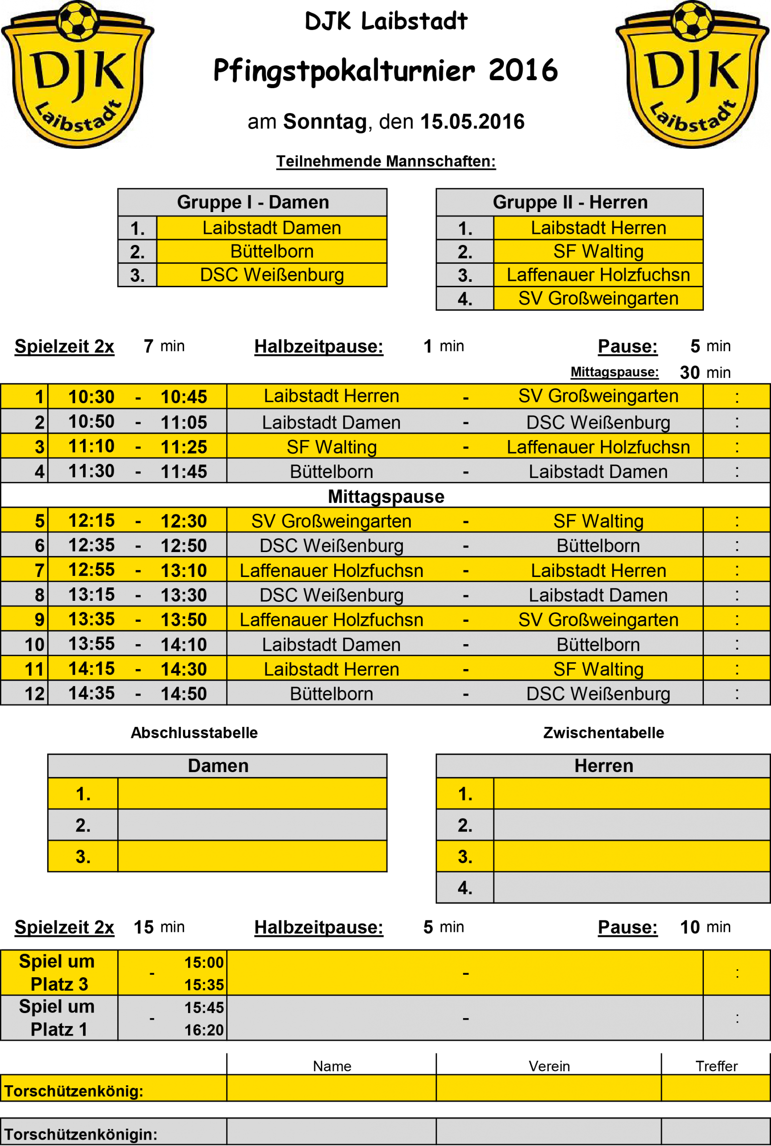 Pfingsten 16 - Spielplan